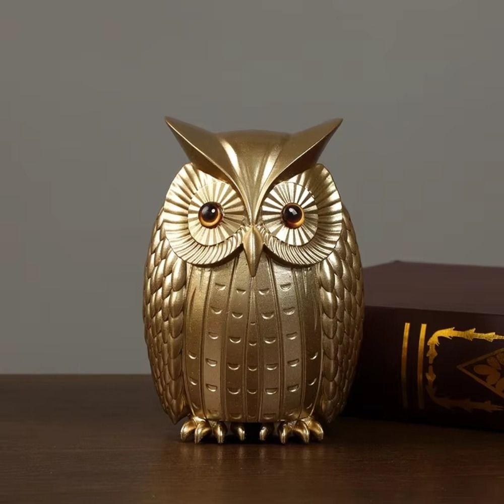 

Mini Resin Owl Statue Exquisite Animal Sculpture Craft TV Cabinet Ornament Owl Desk Craft Car Style 4