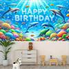 Marine-Thema Happy Birthday Banner Unterwasser Delfin und Meerestier Partydekorationen