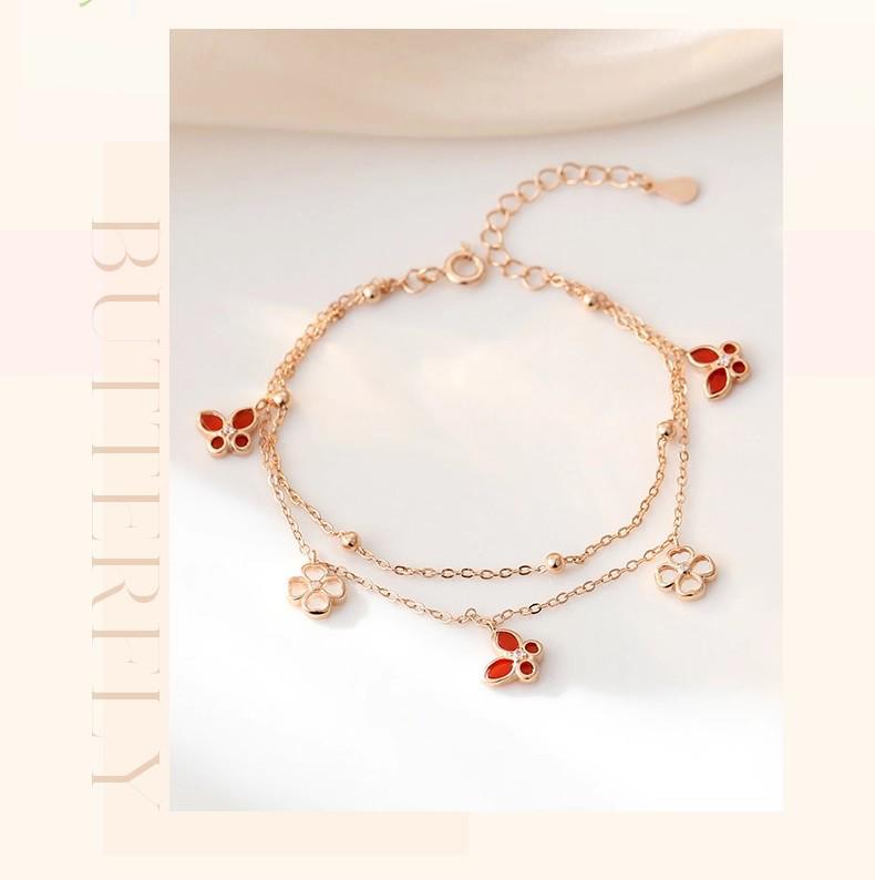 Women's Sterling Silver Clover Bracelet with Agate and Mother-of-Pearl - Elegant Gift for Birthdays or New Year