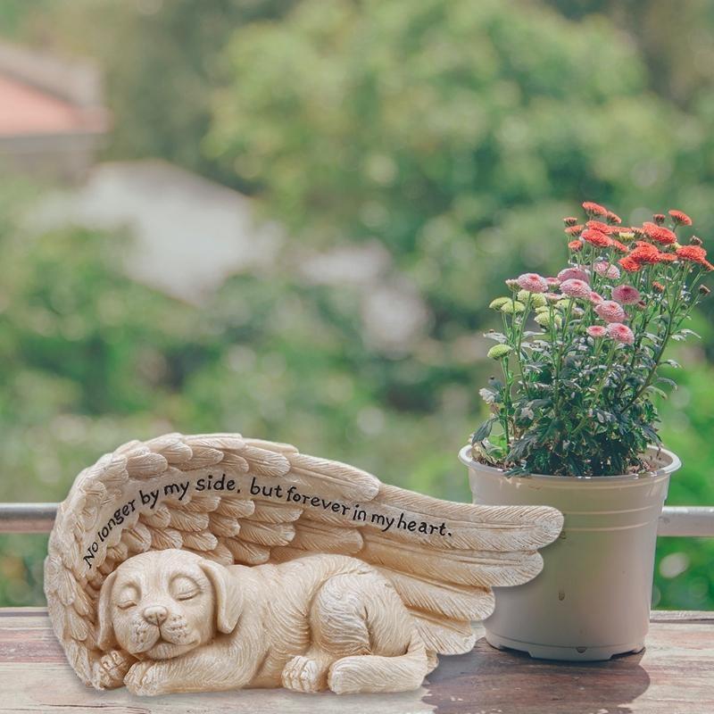 Dogs Angel Pet Memorial Grave Marker Statue Resin Art Crafts Decorations