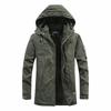 New Winter Green Cotton Coat for Men, Mid-length, Slim-fitting, Washed Cotton Coat, Thickened Coat, Cotton Jacket, Trendy Workwear