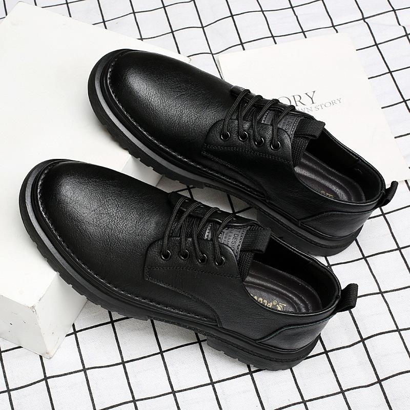 

Fashion autumn and winter men s popular first-layer cowhide casual warm leather shoes men s soft-soled low-top shoes fashionable versatile men s shoes 38 чёрный