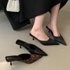 Fashion Fashion Pointed Toe Footwear Heels Women Slides Slippers Mules Shoes Ladies High Heels Slippers Sandals Female Pumps Shoes