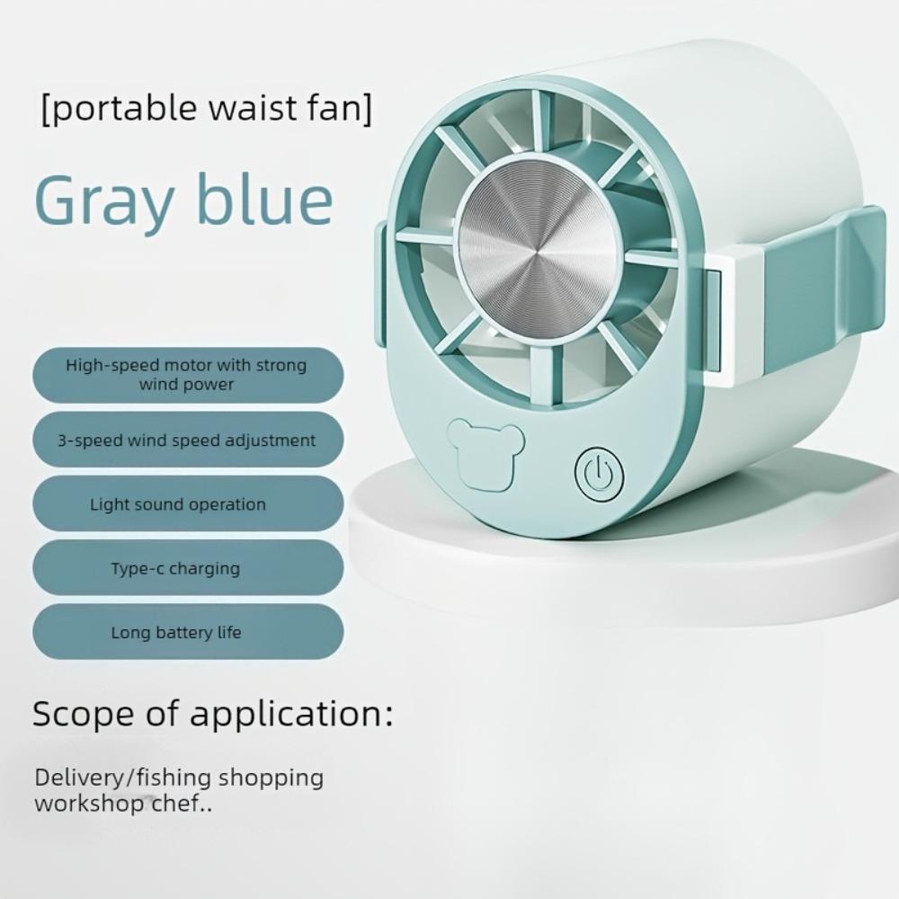 2026 Mini Waist Fan, Portable Clip-On Outdoor Fan, USB-C Rechargeable Lithium Battery, Hands-Free Operation, 3-in-1 Waist/Clip/Desktop Multi-Function