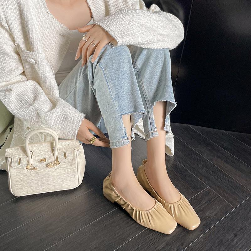 Soft! Huge Easy To Wear~ Huge Comfortable~ Folded Lambskin Single Shoes 2025 One-pedal Doudou Shoes Women's Comfort