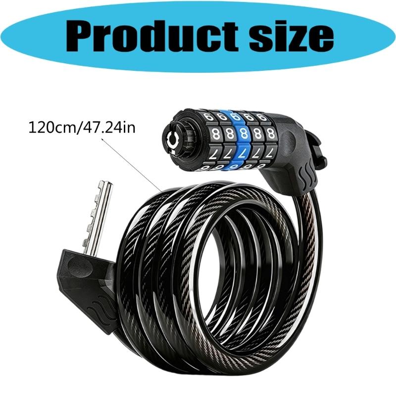 5 Digit Combination Bike Lock Heavy Type Anti Thefts Protecting Bicycles Lock Cable for Mountain Bicycles Security