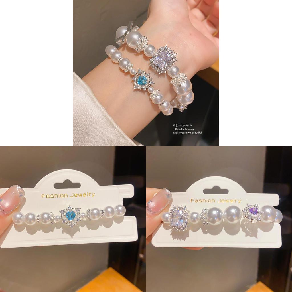 Pearl Bead Zircon Heart Bracelet With Elegant Design For Women Gift