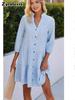 Fashion New Check Stand Collar Sleeveless Cardigan Trendy Loose Dress