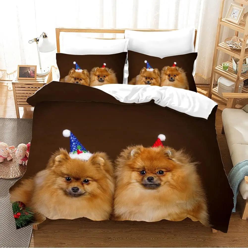 

Pomeranian Duvet Cover Animal Dogs Cute Pet Theme for Women Kids Bedroom Decoration Queen Size for Dog Lovers Duvet Cover Gifts 70x133cm 2pcs