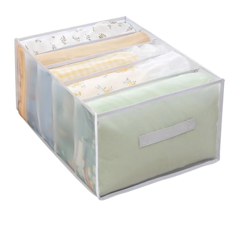 1pc Large Capacity Quilt Cover Storage 5Grids Bed Sheet Down Jacket Bath Towel Organizer Mesh Compartment Space Save Storage Box