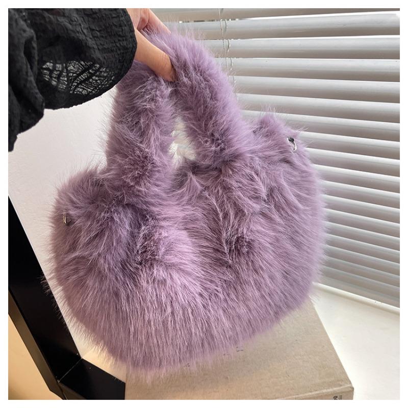 Plush bag women's autumn and winter new rose red handbag doll little monster fluffy bucket bag