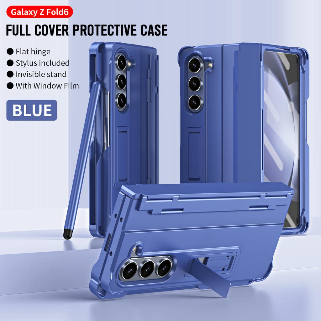 Etui dla Samsunga Galaxy Z Fold 6 5 4 3 5G Luksusowy Slot na Rysik Uchwyt Składany Zawias Ochrona Folia Hartowana Wstrząsoodporna Twarda Pokrywa
