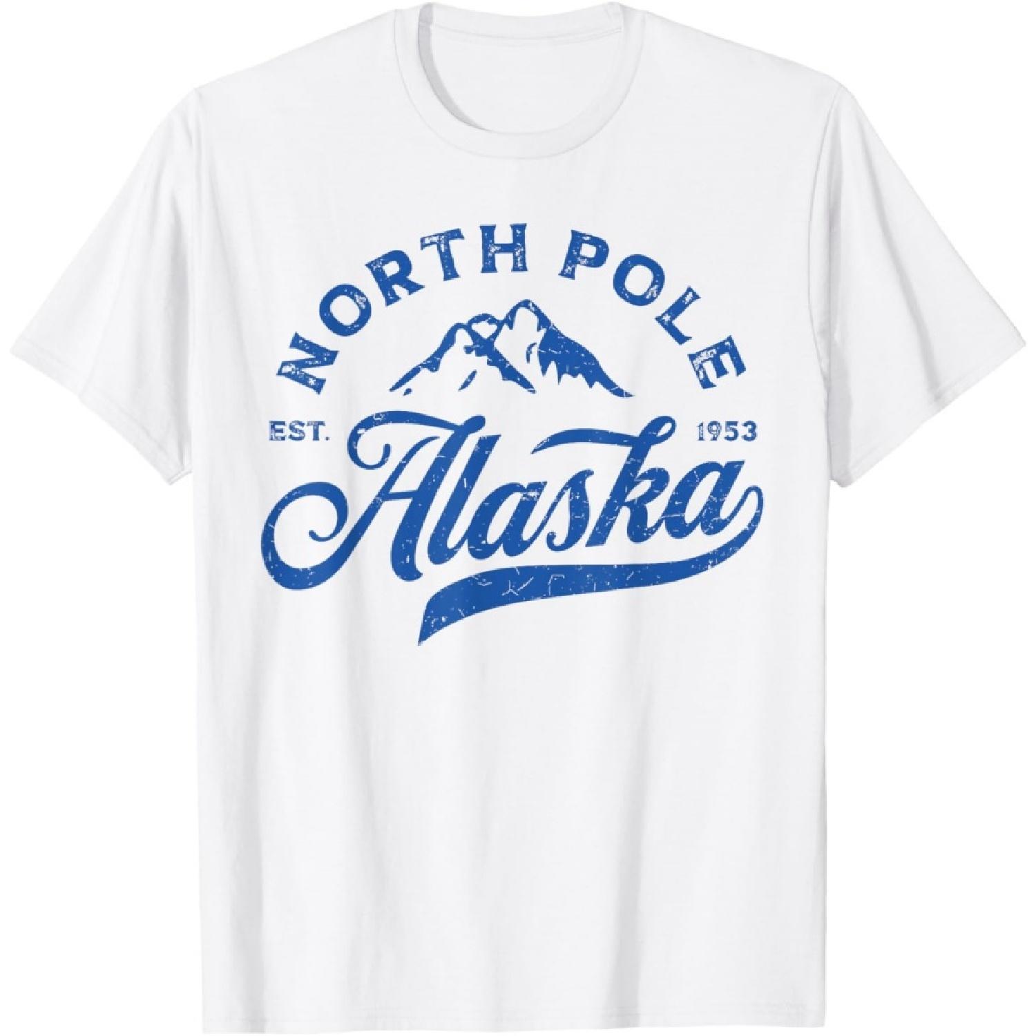 North Pole Alaska AK Vintage Mountains Vacation Souvenir T-Shirt XXXXXL белый