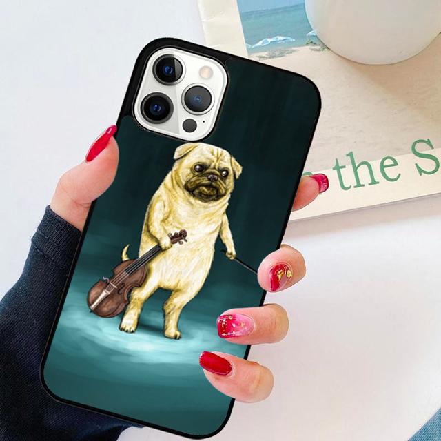 Animal Black Pug Close Up Phone Case Cover For iPhone 17 Air 15 16 14 Plus Apple 11 12 13 Pro Max Coque
