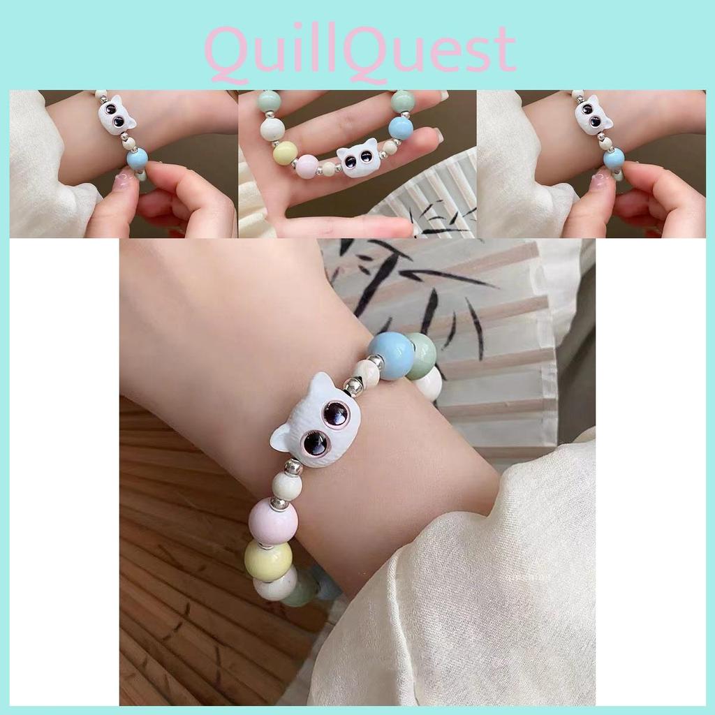 Cat Ceramic Bead Bracelet Adorable And Trendy Womens Geometric Jewelry Hand