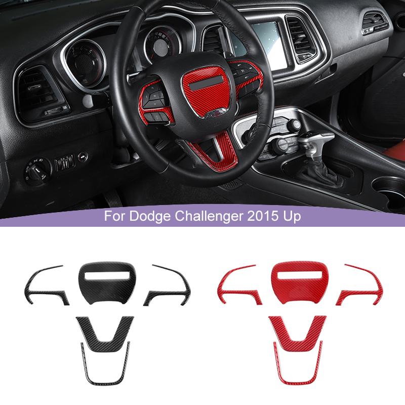 

Декоративная крышка рулевого колеса, наклейка, подходит для Dodge Challenger/Charger 2015 Up, мягкое углеродное волокно, аксессуары для салона автомобиля