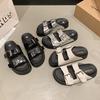 Fashion Flat Women's Slippers 2025  Fashion Luxury Double Buckle Platform Sandals Summer Casual Comfortable Outdoor Beach Women's Shoes