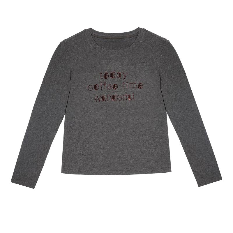 

Betu Women s Fall 2025 Contrast Sequined Letter Long Sleeve T-shirt M