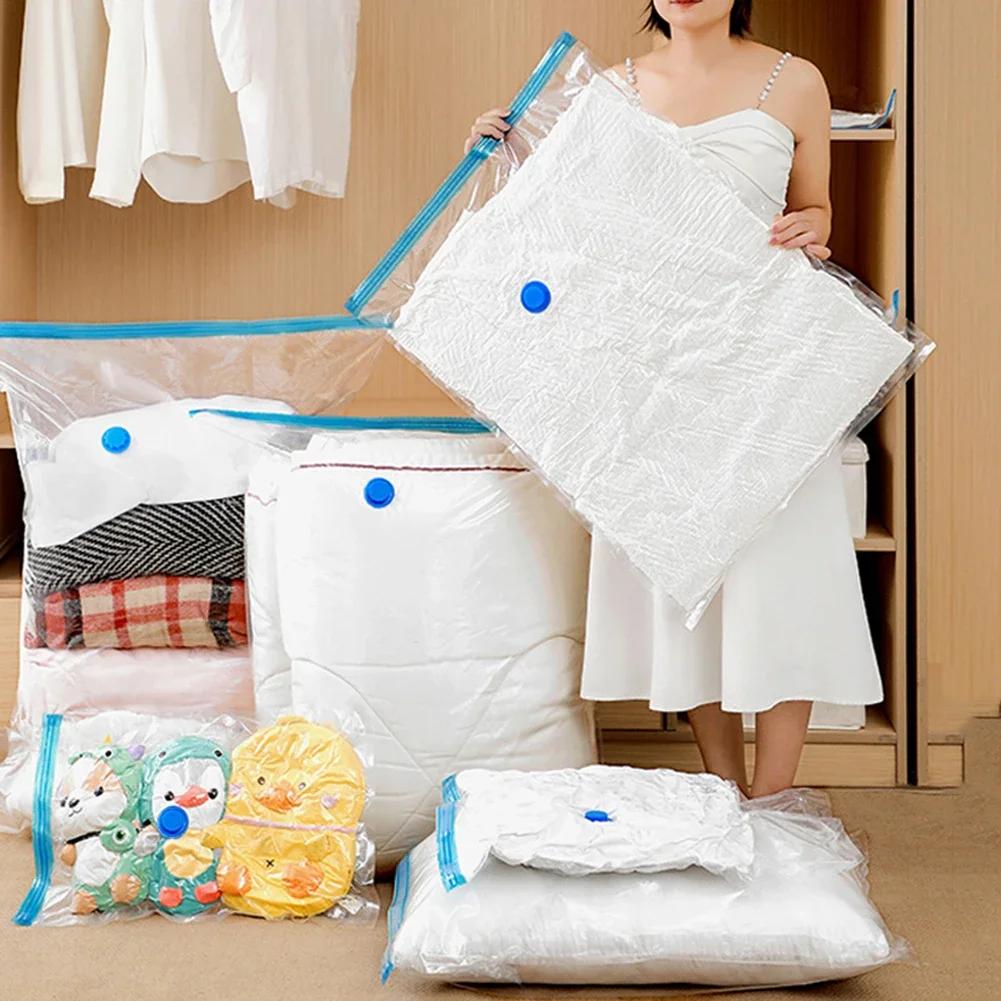 Folding Compressed Organizer Reusable Vacuum Storage Bags Dustproof Space Saving Hand Pump Blankets Clothes Pillows Organizer