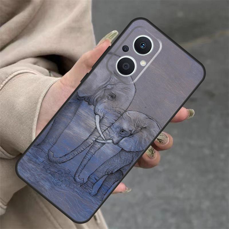 Cute Elephant Case For OPPO Reno 11 F 10 Pro 4 5 6 7 8 Lite 4Z 5Z 8T OPPO Find X3 X2 Lite X6 X5 Pro Cover