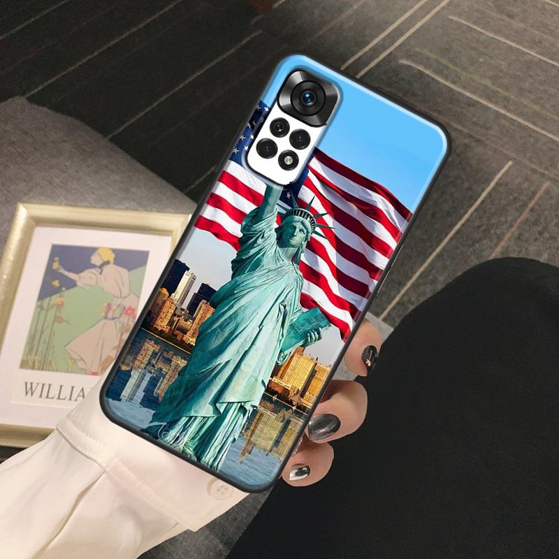 America Flag Statue of Liberty Funda For Xiaomi Redmi Note 14 13 Pro 9 10 11 12 Pro 10S 11S 12S Redmi 14C 13C 10C 12C Case