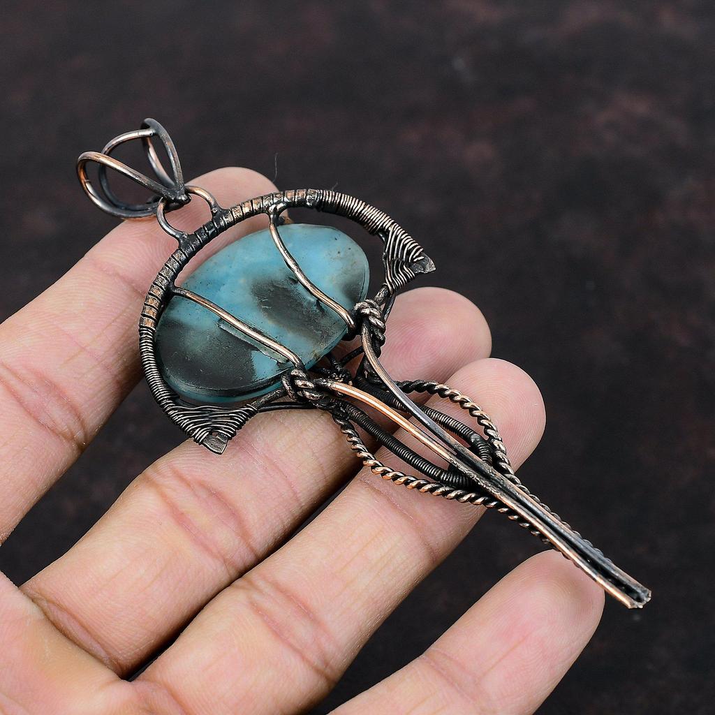 Hemimorphite Pendant Copper Wire Wrapped Pendant Natural Gemstone Pendant Copper Jewelry Gift For Mom Handmade Pendant Hemimorphite Jewelry