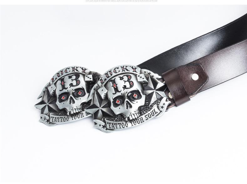 Cinto de Couro Masculino com Fivela de Caveira Retrô - Estilo Personalizado do Velho Oeste Americano