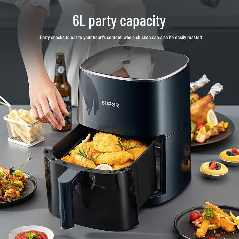 SUPOR 6L Automatic No-Flip Air Fryer with Steam Bake CN Plug (adapter Included)