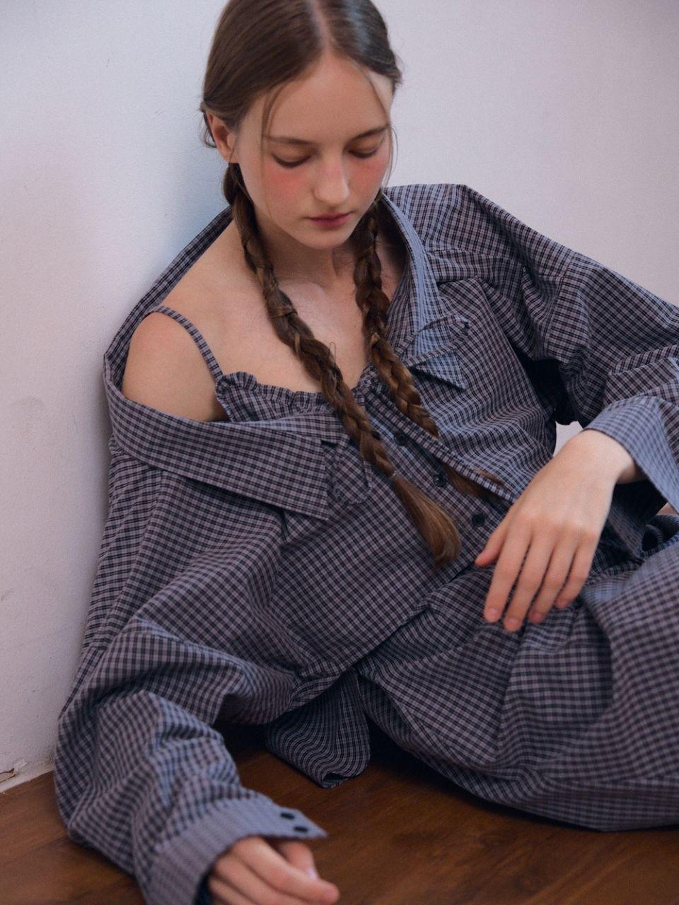 Fabric Seoul Sweet Bolero Shirts_Grey Check