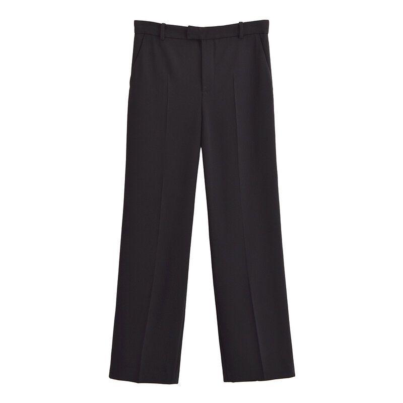 

Fashion Style 2024 Autumn New Arrival Women s Stylish Versatile Pocket Decorative Vest Mid-Rise Straight-Leg Pants 8412186 Black pants M