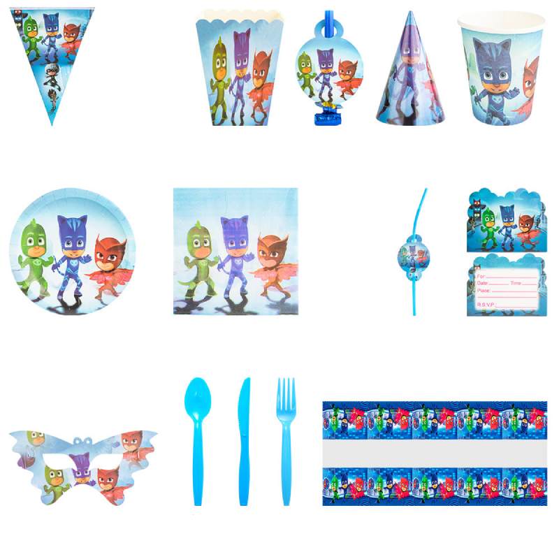 Kids Pjmask Birthday Party Supplies Tableware Decoration Plates Cartoon Cups
