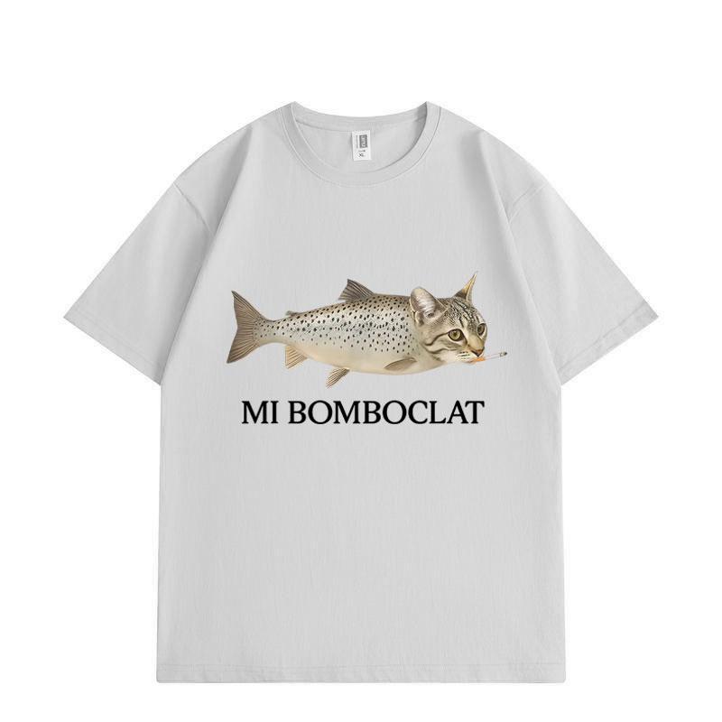 Ml Bomboclat Fish Cat Meme Graphic T Shirts High Street Fashion Trend Short Sleeve T-shirt Men Women Oversized T-shirts