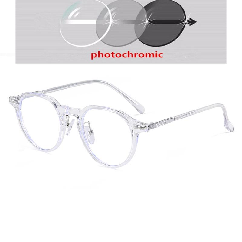 Rivet Frame Blue Light Blocking Oval Nearsighted Glasses For Women Fashion  Myopia Photochromic Eyeglasses -0.5 -0.75 To -6