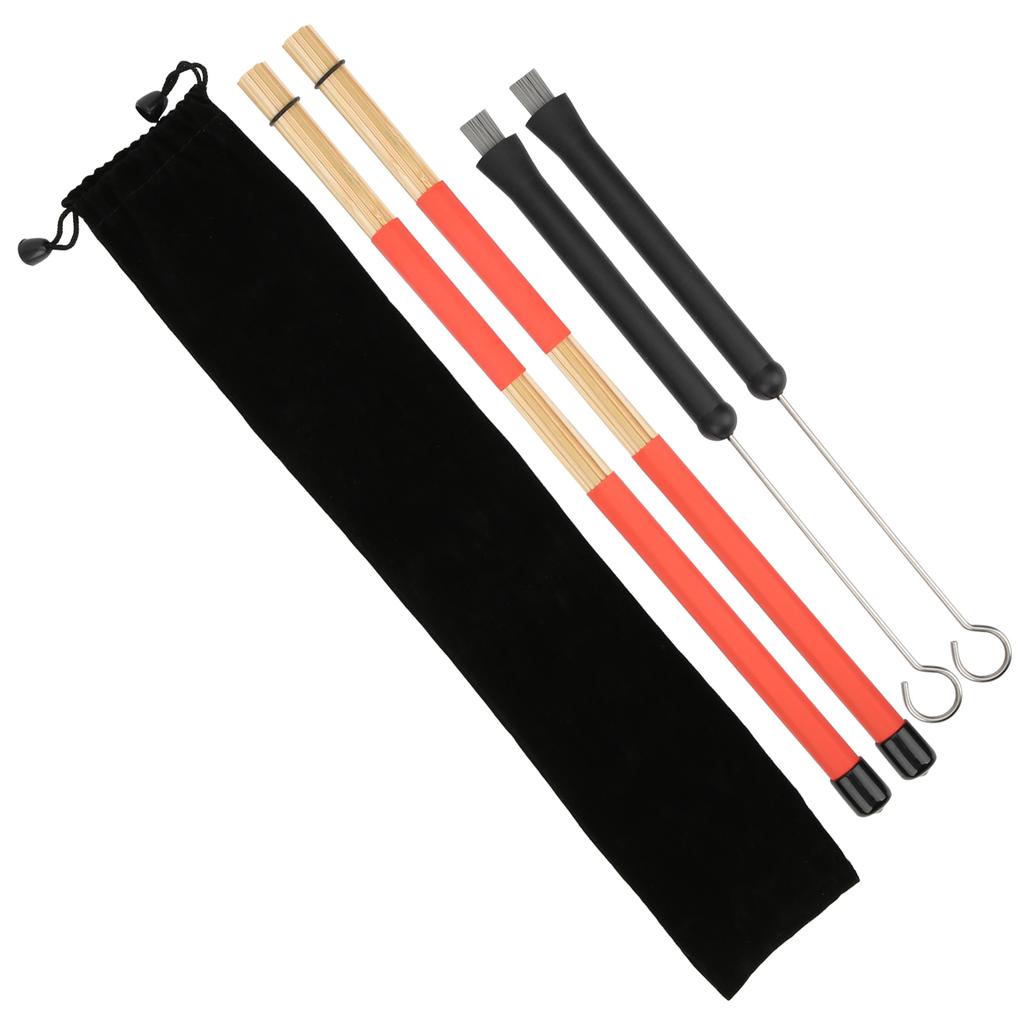 Drum Stick Brush Set Jazz Retractable Metal Wire 19 Beam Rod + Plush Bag Percussion Accessories