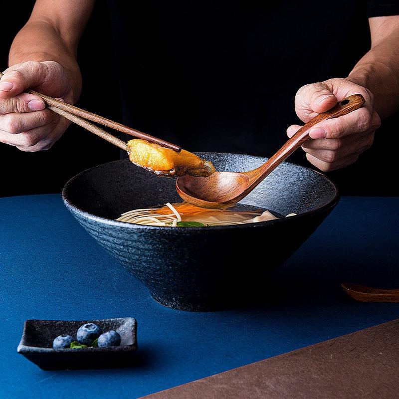 Japanese Retro Ceramic Ramen Bowl Noodles Rice Creative Hat Bowl Porcelain Tableware Household Kitchen Supplies Dinnerware