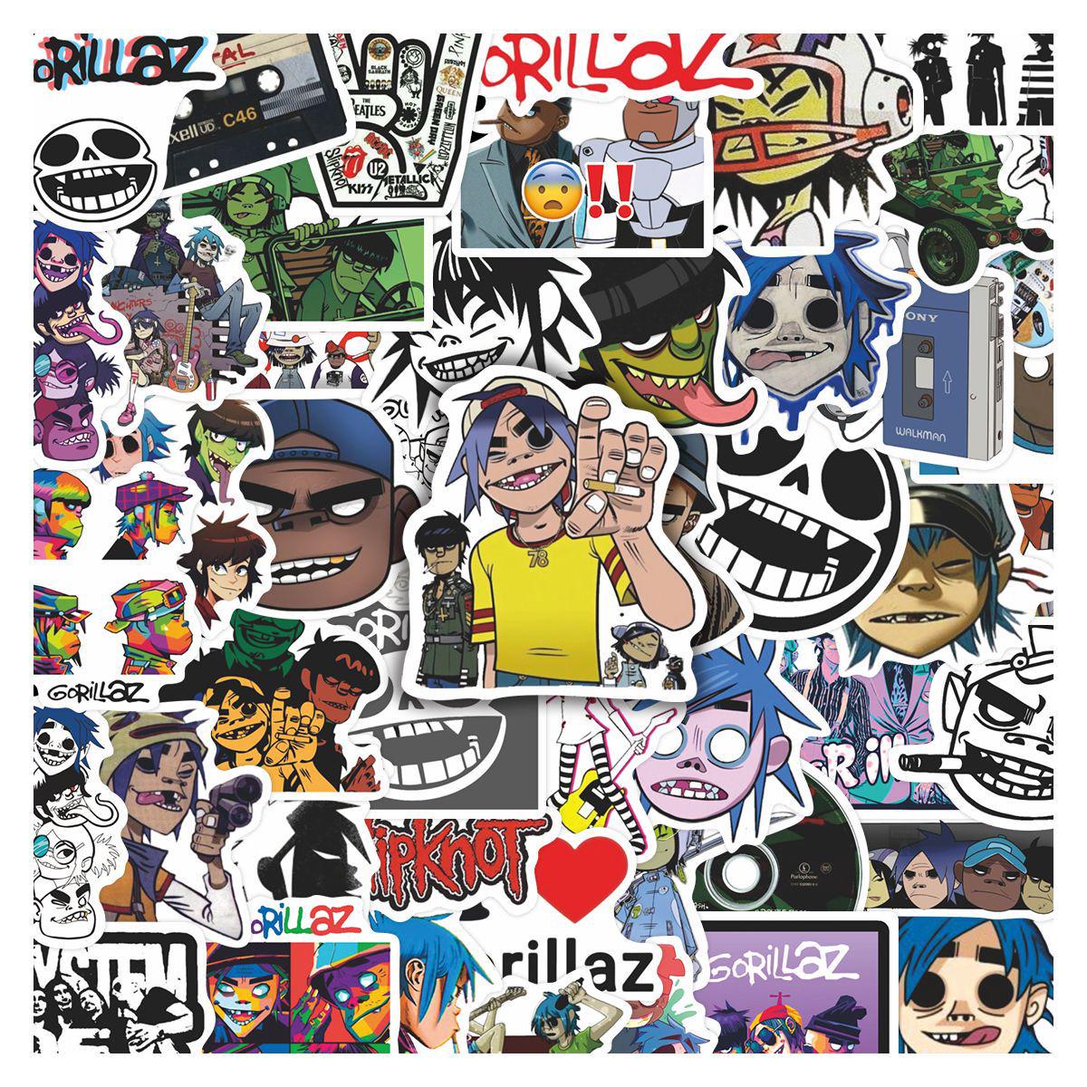 50-Piece Cartoon Street Rock Decorative Stickers for Notebooks and Planners
