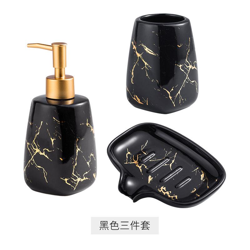 Luxury Dark Green Ceramic Bathroom Four-piece Set Soap Dish Gargle Cup Lotion Bottle Bathroom Accessories Porcelain Holder Decor