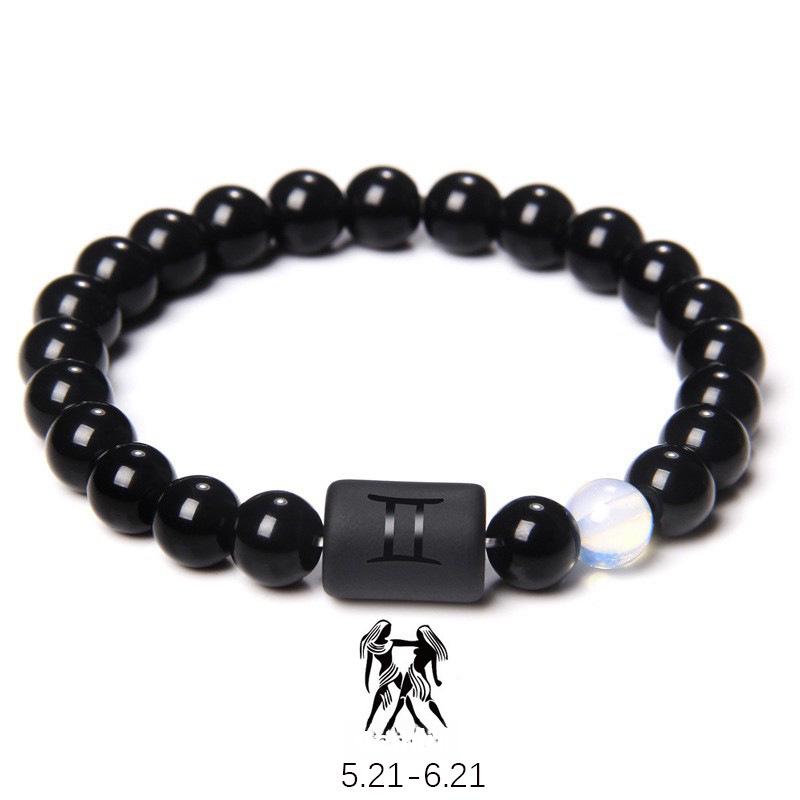 Zodiac Obsidian Bracelets: Elastic Beaded Design for Men and Women, Softly Wraps Around Fingers.