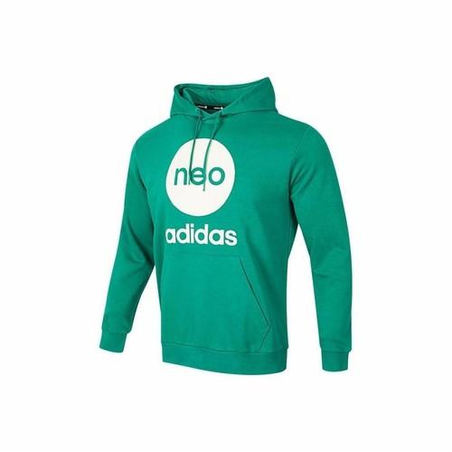 adidas Neo Logo American Retro Print Hoodie Long Sleeve Sweatshirt Unisex Green M зелёный