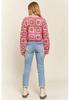 Handmade Crochet Rainbow Block Pullover: Forest Style Round Neck Long Sleeve Sweater