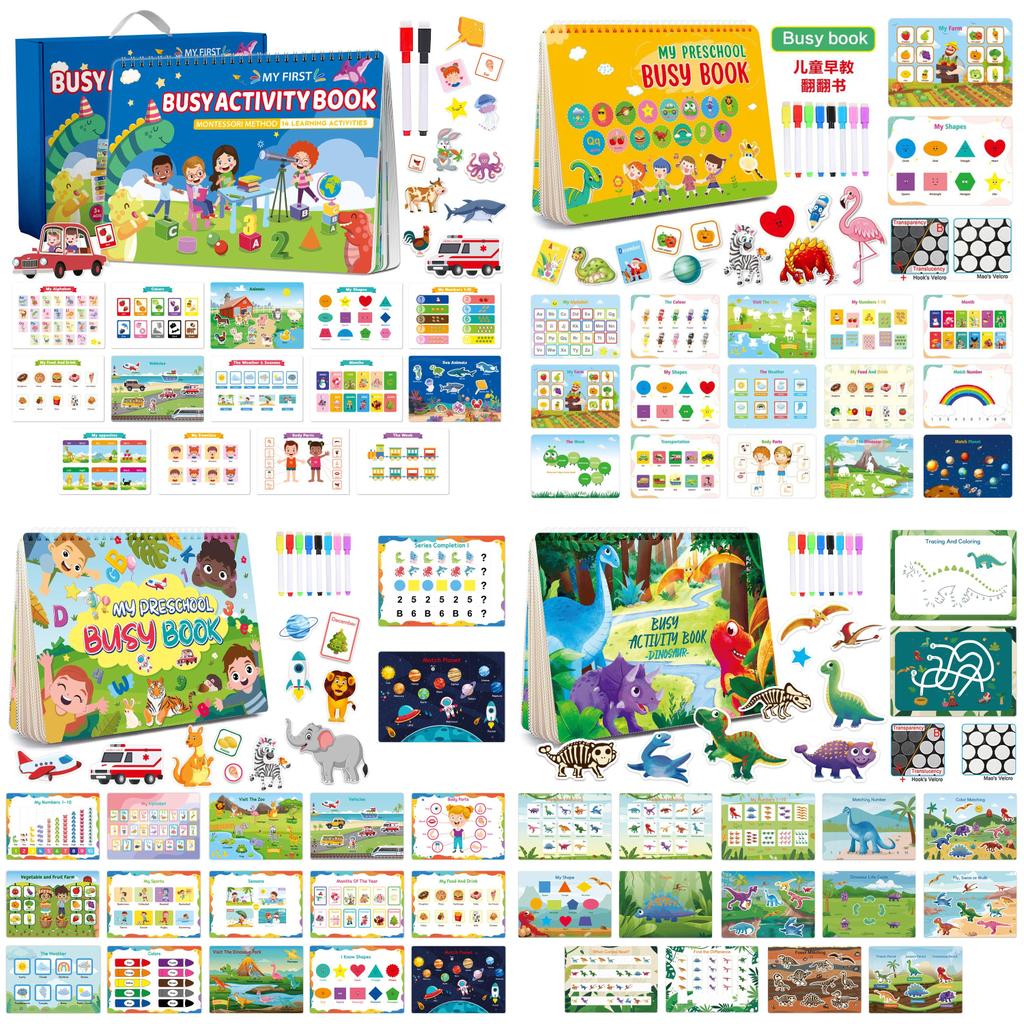 Montessori Busy Book For Kids With Reusable Puzzles And Stickers For Early Education Fun