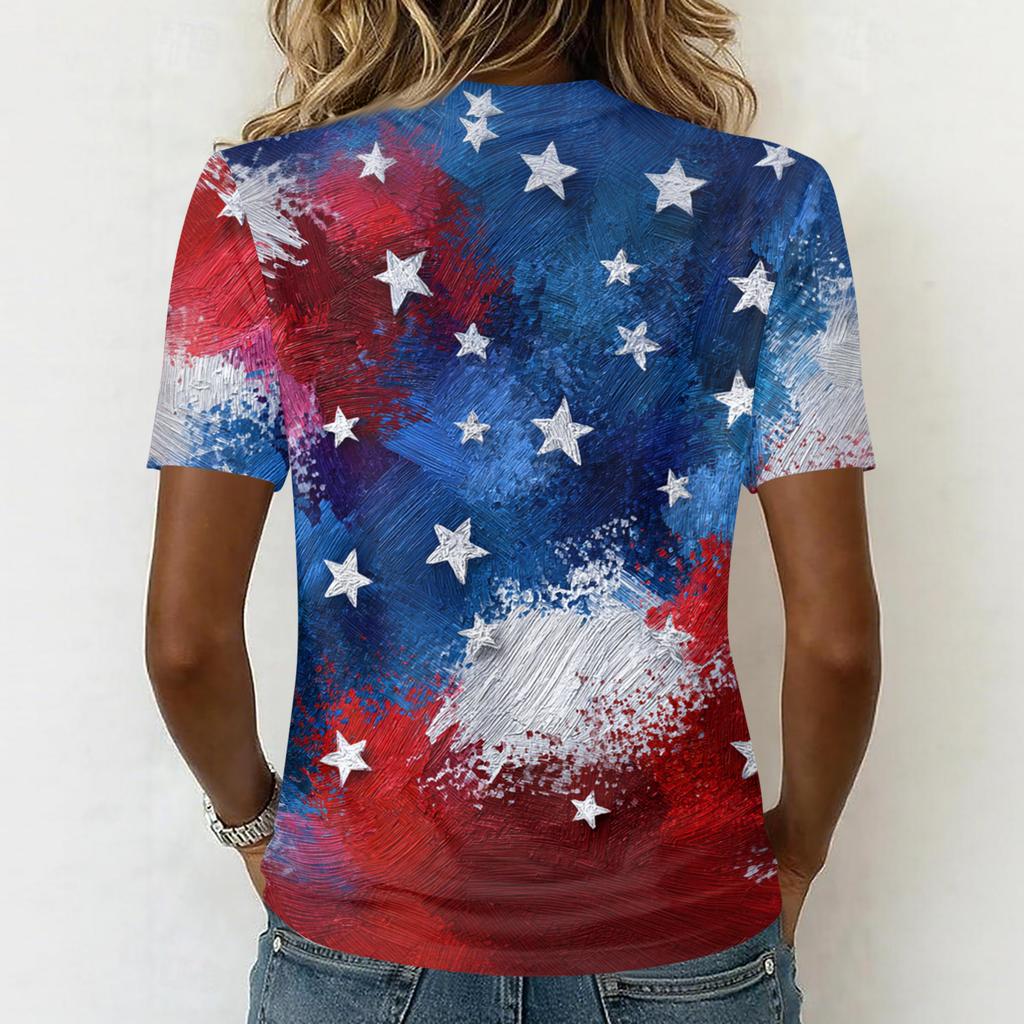 Shirts For Women Trendy V Neck T Shirts Casual Printed Blouse Tops For Women