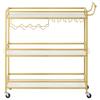 Bar Cart, 3 Tiers Home Kitchen Serving Carts, Modern Rolling Utility Station on Wheels, Mobile Drink Beverage Trolley with Wooden Shelf, Wine Rack,