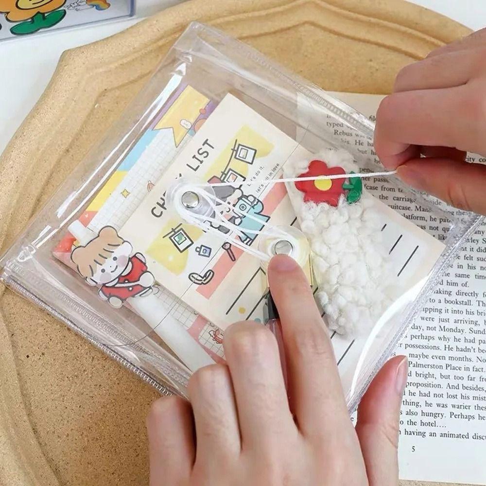 Large Capacity Transparent Storage Bag Waterproof Stationery Stickers Bag Journal Supplies