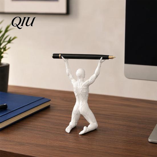 Smooth Matte Finish Pen Holder 3D Printed Kneeling Holder, Weightlifting Design Organizer, Creative Desk Accessory Pencil for Desktop Decoration