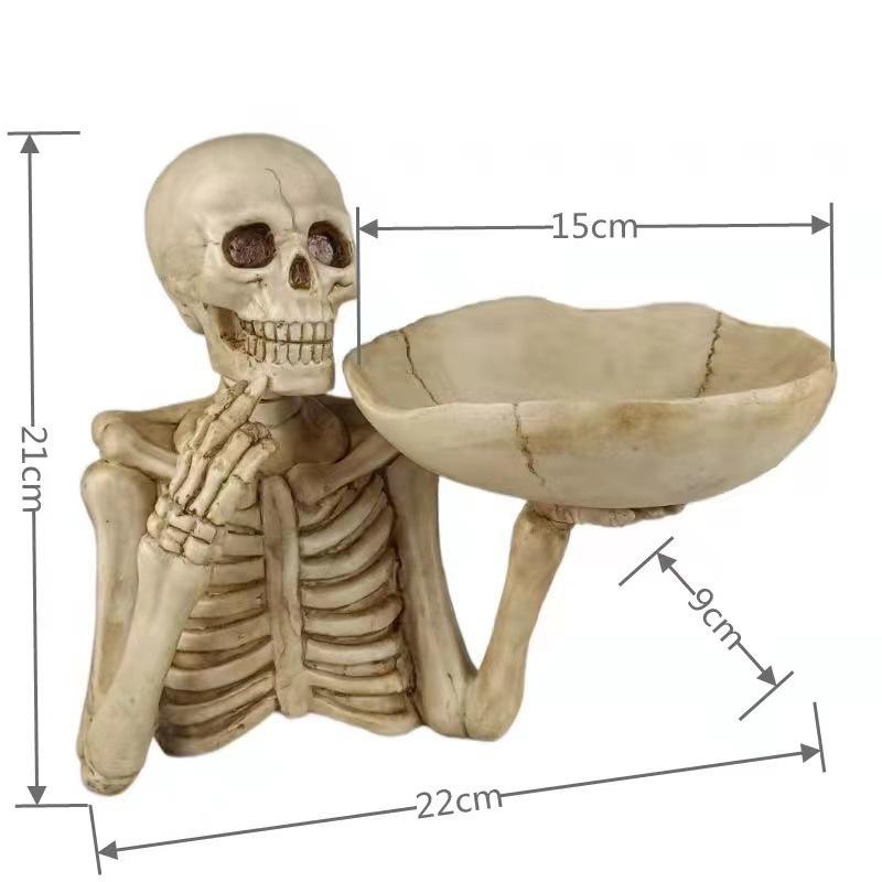 

Gothic Halloween Skeleton Hand Skull Tray Personality Creative Desktop Candy Key Storage Ornament Skull tray белый