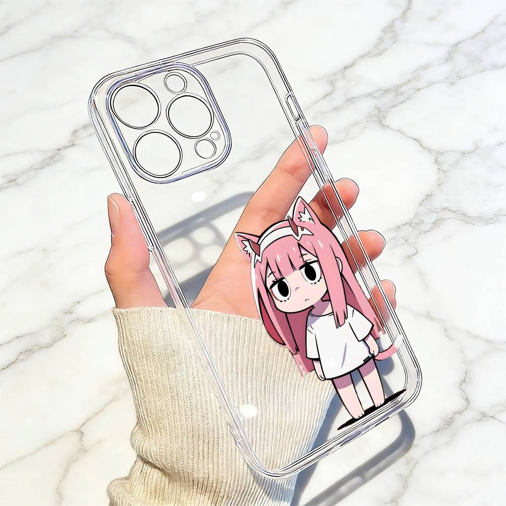 Chibi Girl Phone Case Transparent Silicone Soft For iPhone 17 16 15 14 13 12 11 Mini Pro Max Plus