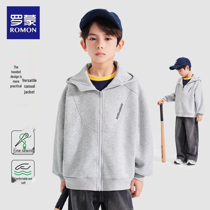 ROMON Boys' Casual Hooded Zipper Sweatshirt Jacket