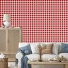 Red Checkered Wallpaper, Red and Light Gray, 50x1000