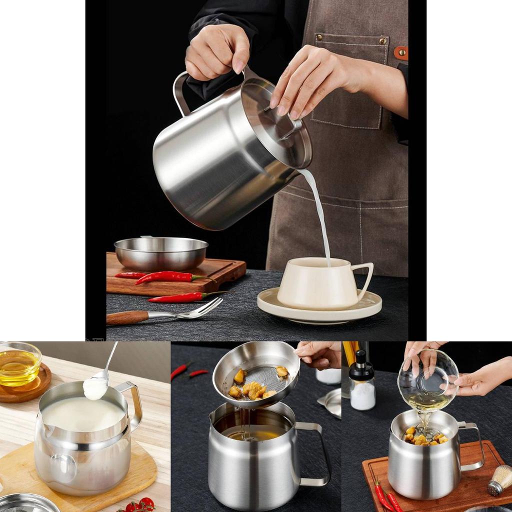 Stainless Steel Oil Bottle With Filter For Kitchen Large Capacity Oil Storage And Residue Separation